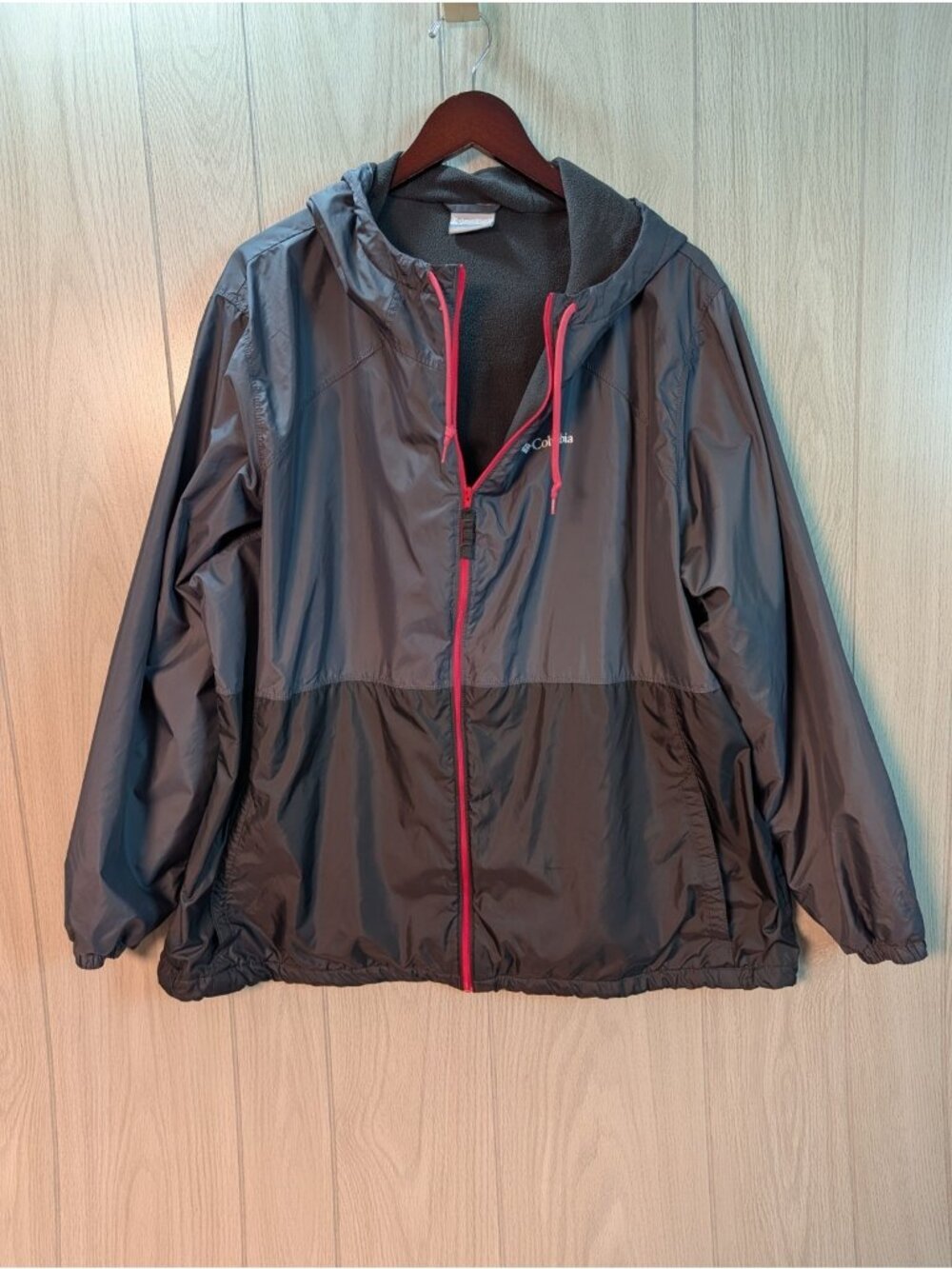 Columbia Womens 3XL Black Hooded Fleece Lined Windbreaker Rain Jacket